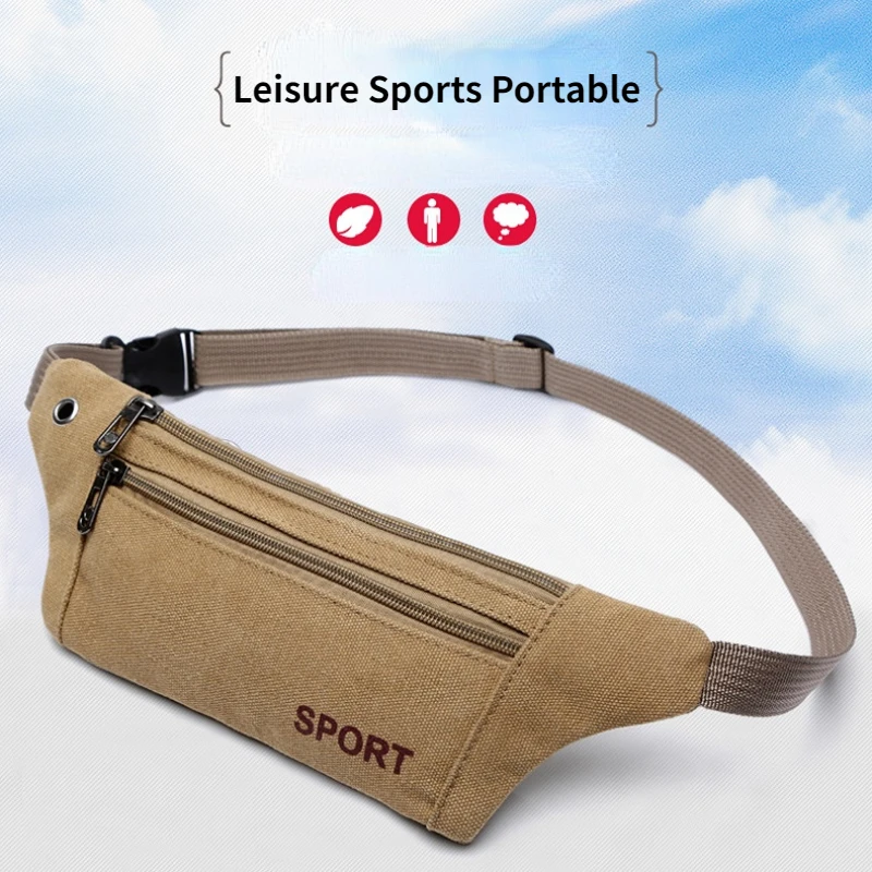

Waist Waterproof Package Simple Bags Crossbody Male Pouch Cycling Outdoor Canvas Bag Fanny For Casual Breast Men Sports Retro