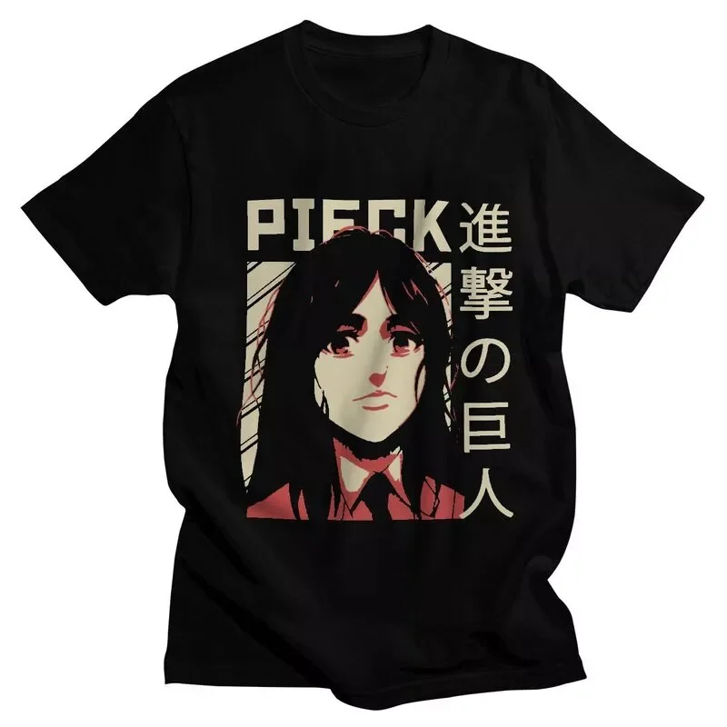 

NEW IN Attack On Titan T Shirt Men Short Sleeve Anime Manga AOT Pieck T-shirt Printed Tee Tops Soft Cotton Slim Fit Tshirt Gift