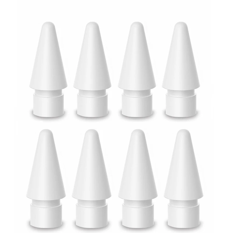 

8 шт., сменные наконечники для карандашей Apple Pencil 1-го и 2-го поколения (белые)