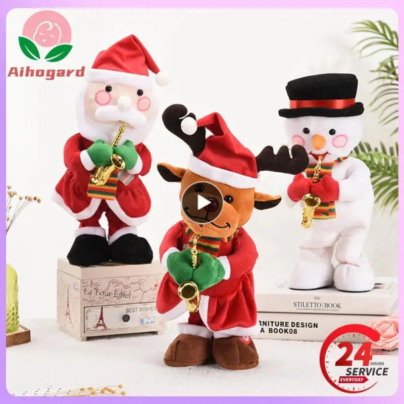 

Пение снеговик Лось 44x1 7 см, танцевальные подарки для детей, рождественские электрические плюшевые игрушки, Рождественское украшение, крутящаяся плюшевая кукла, забавная