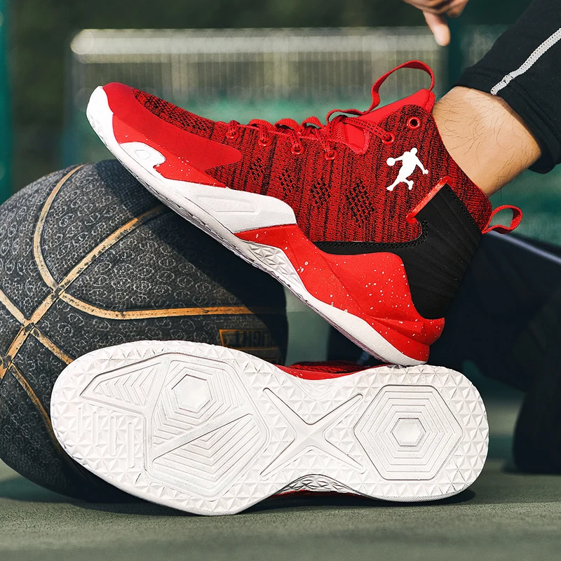 New Autumn Spring Unisex Red Basketball Shoes Men High top Sports Boy Athletic Gym Shoes Women Comfortable Breathable Sneakers