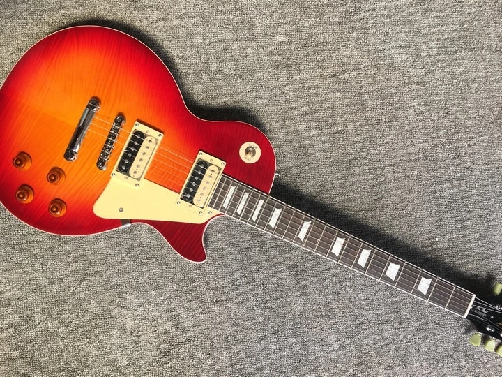 

New!!! cherryburst Color Standard LP Electric Guitar, Solid Body With Maple Flame Top ,rosewood Fretboard,HH Pickups