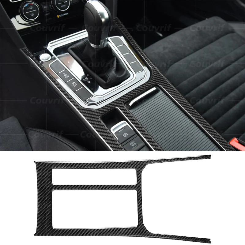 

Carbon Fiber Car Cover Interior Center Control Gear Shift Panel Water Cup Holder Cover Frame For VW Magotan B8 B8.5 CC 2017-2021