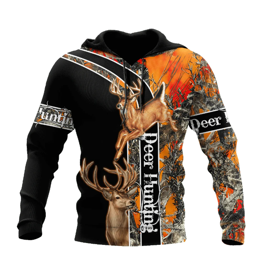 Мужская модная охотничья толстовка большая с 3D принтом животных оленей