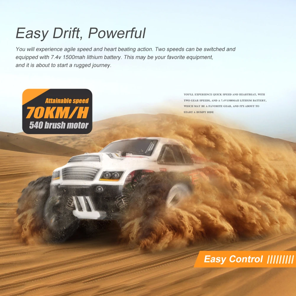 Фото WLtoys A979-B 2,4G 1/18 RC автомобиль 4WD 70 км/ч высокоскоростной Электрический автомобиль, полнопропорциональный большой грузовик RC Crawler RTR, игрушки для... №3