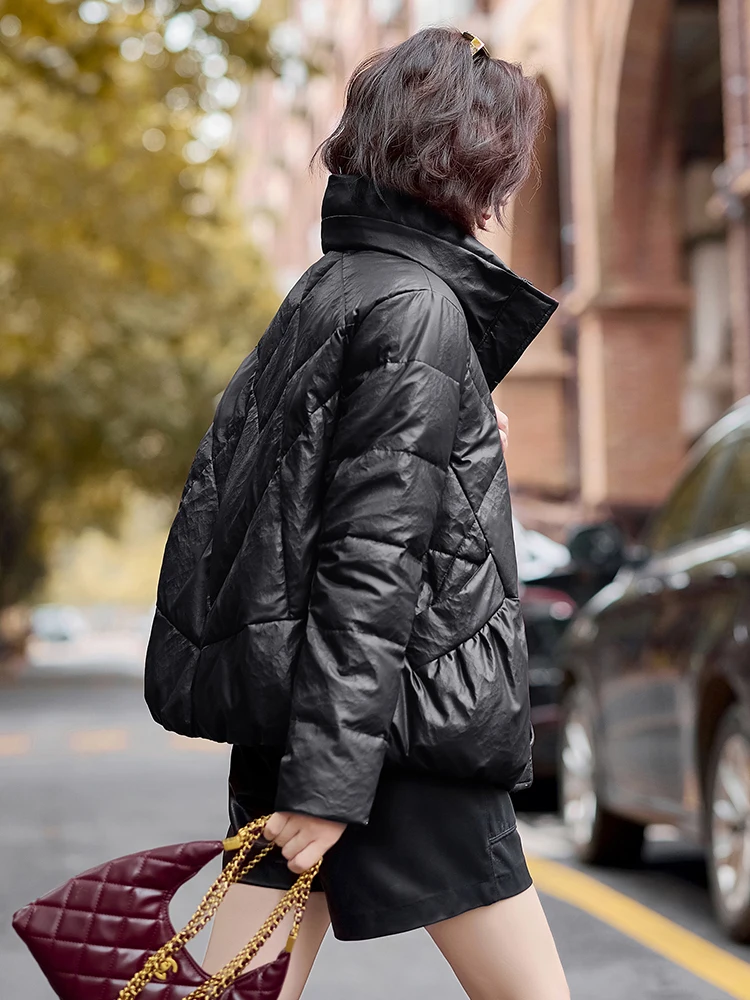 Европейские товары кожаное пальто с шерстяной подкладкой верхняя одежда для