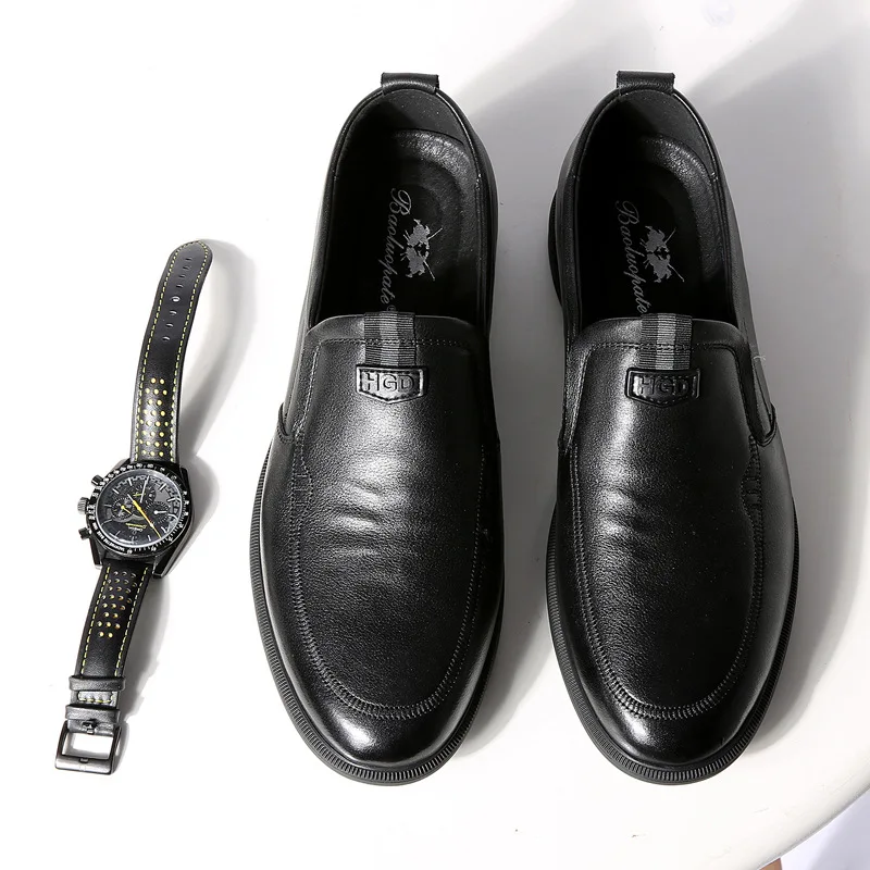 

Layer of Cow Leather Middle-aged Father Shoes Round Head Hand Over Foot Business Casual Shoes Are Comfortable Men Breathable