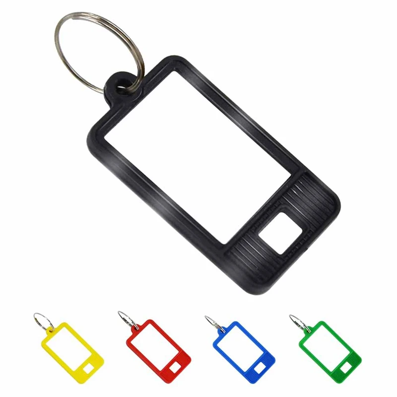 

LUDA 100 Pieces Tough Plastic Key Tags Oval Shaped Label Tag With Window And Split Ring,Blank Labeling Tags 5 Colors