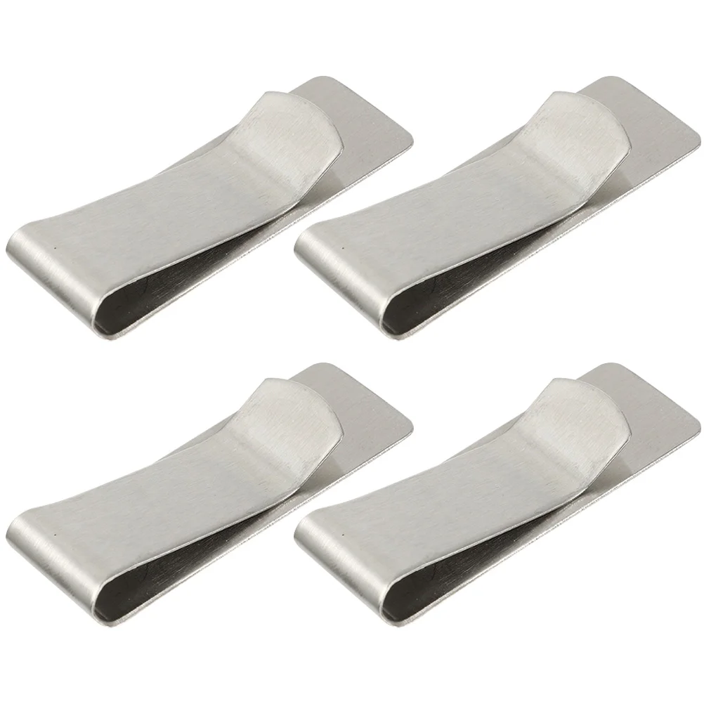 

4 Pcs Bill Folder Vintage Purses Wallet Clip Money Storage Clamp Fixing Stainless Steel Office Small