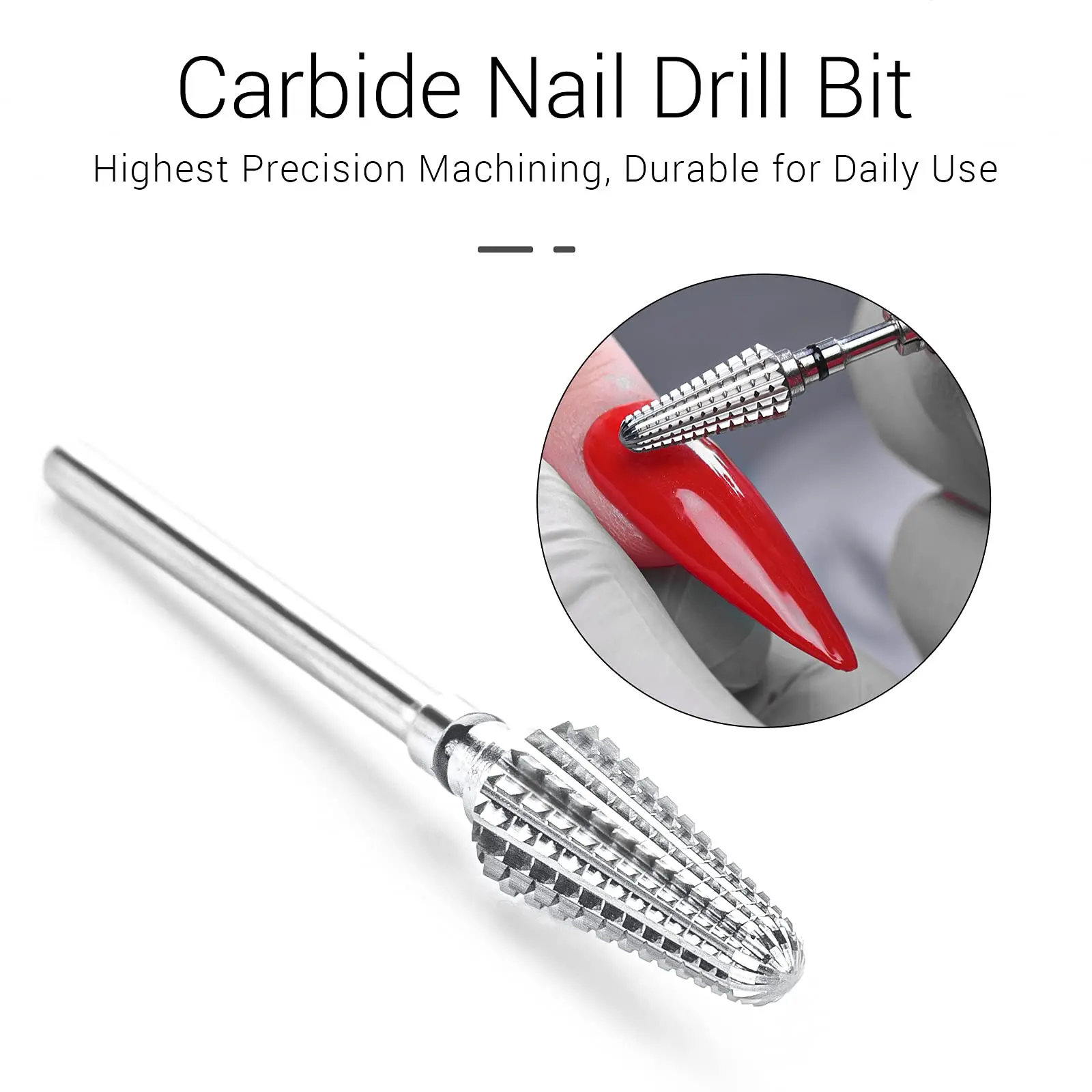 Tornado Nail Drill Bit 3/32'' Professional Tapered Tungsten Carbide Nail Bit for Nail Drill Acrylic Hard Gel Fast Remove