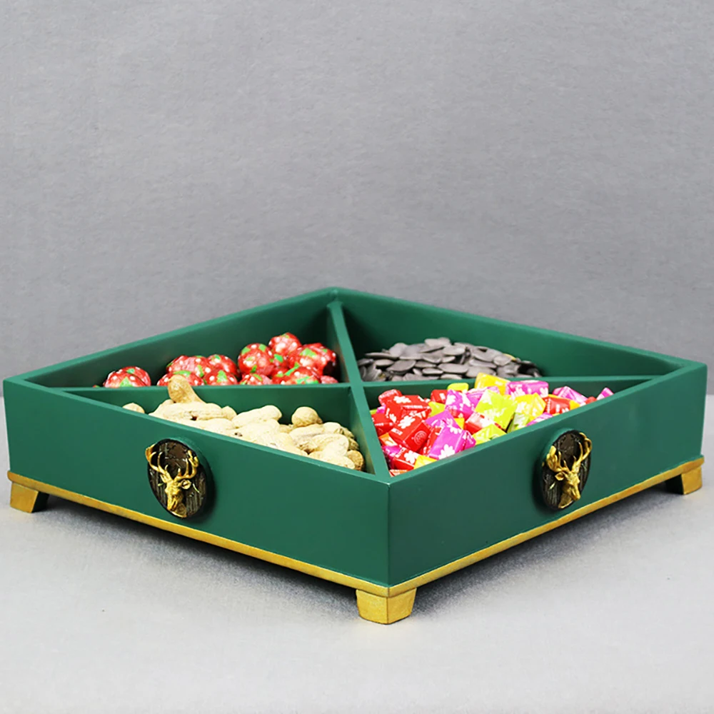 

4-Compartment Food Storage Tray Snack Tray Resin Candy And Pastry Nut Serving Container Divided Dried Fruit Platter