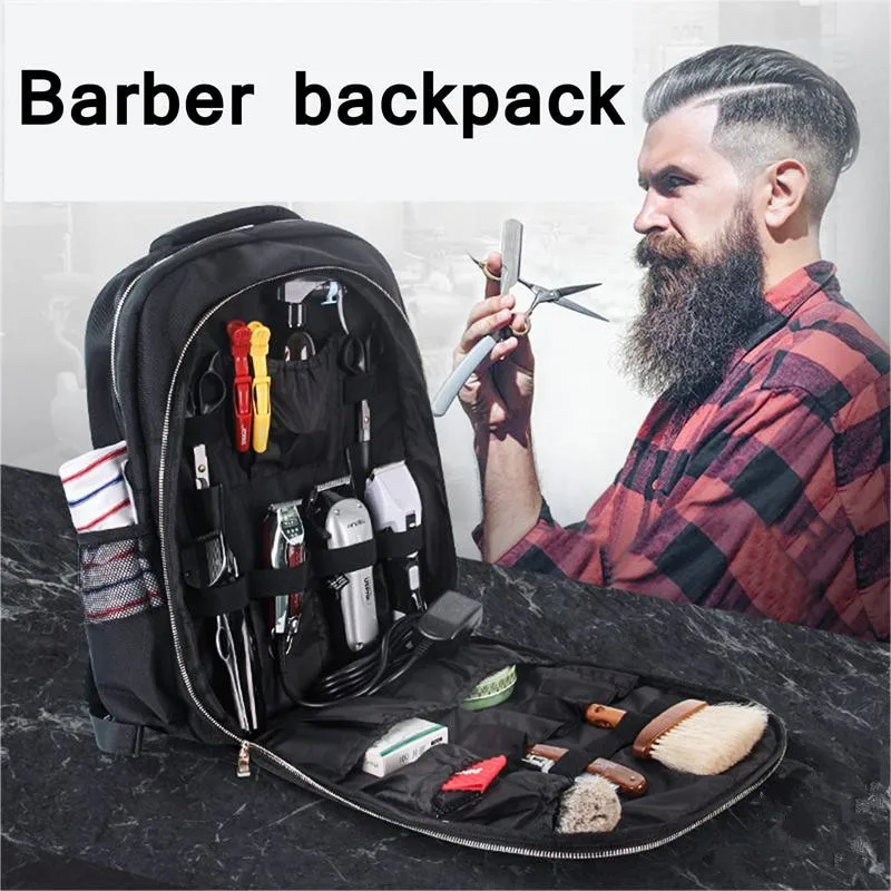 

Travel Backpack Storage Bag Hairdrer Salon Tool Makeup Large Capacity Multifunctional Plain Color Black Bags Barber Backpacks