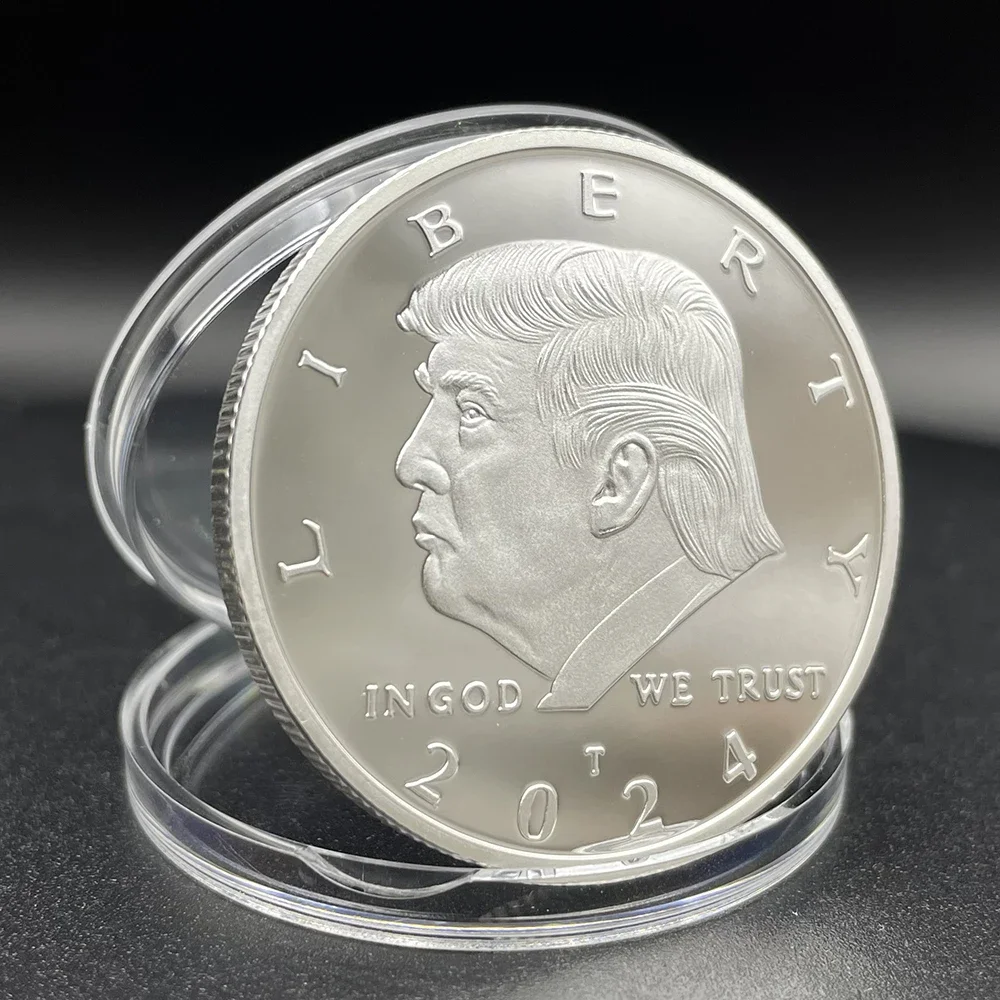 

Серебряная монета Liberty Trump 2024, 47-й президент США, монета с большой головой, коллекционный значок в Бога, мы доверяем, медаль, сувенир