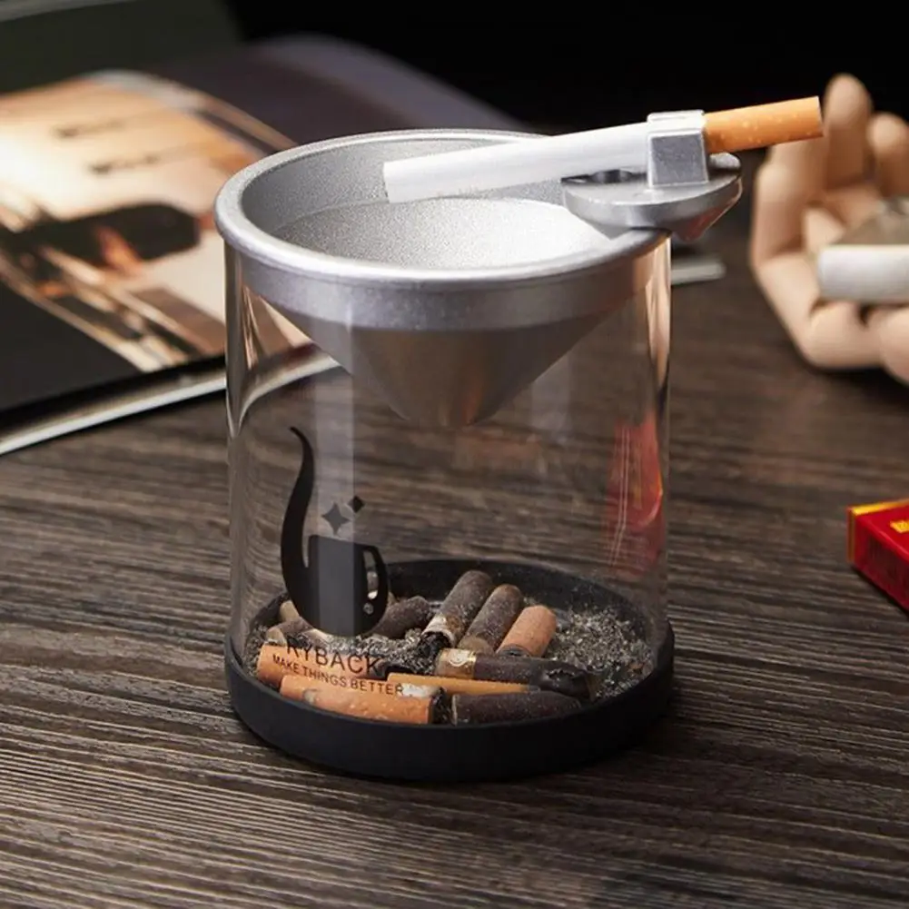 

Ashtray Home Living Room Anti-fly Ash Office Creative Stainless Steel Funnel Ash Cup Car Carrier With Cover High-end Office Desk