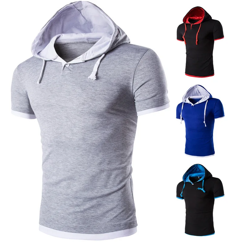 

Summer New Men's Casual Slim Fit Hooded Short Sleeve T-shirt