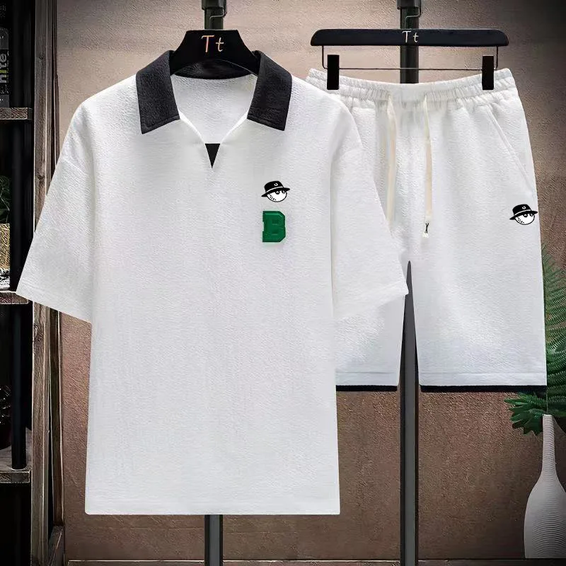 

olf Wear Men 2-piece set Summer Horse Golf Wear Men Golf Suit Malbon Golf T-shirt Utaa Golf Shorts Suit Hooded Men