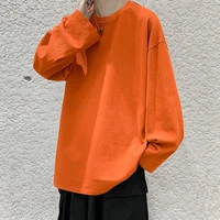 brief long sleeve men sweatshirts korean fashion loose solid color all match casual harajuku clothing teenagers vintage tops tee