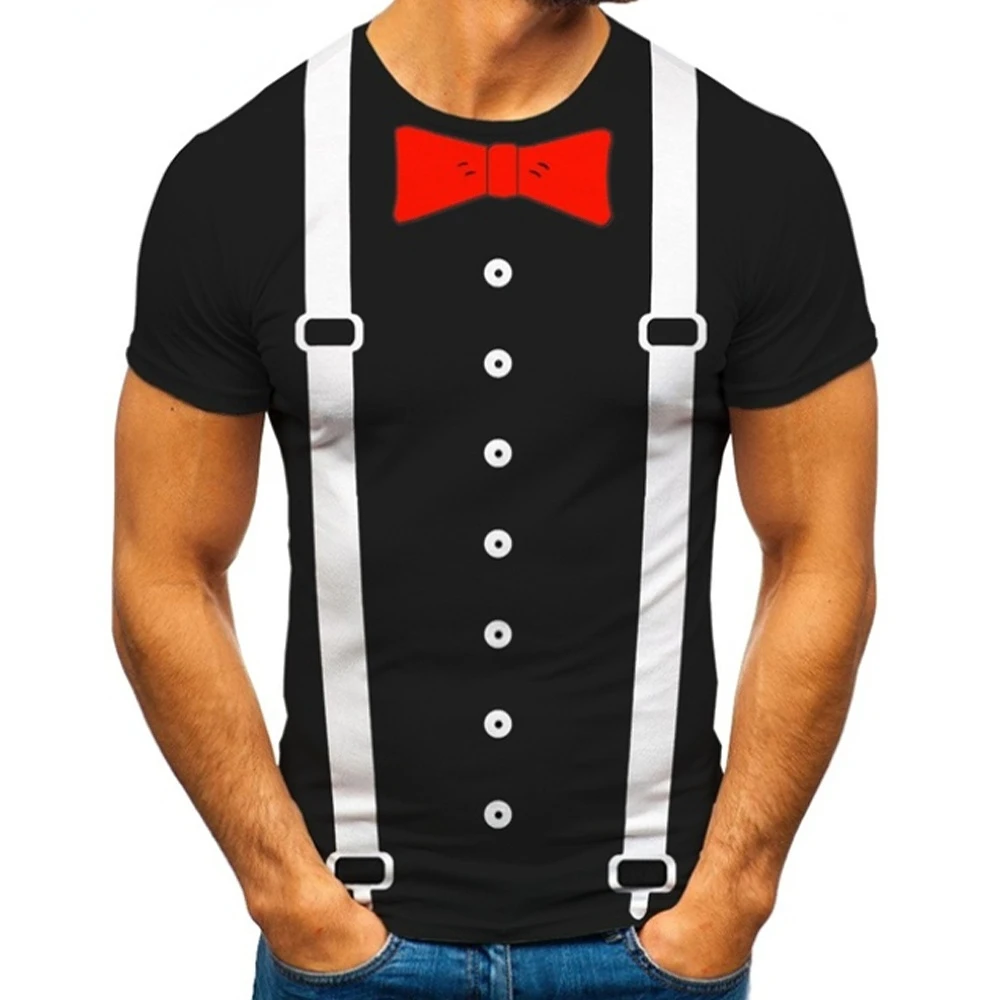 

Men's 3D Top T-shirt Fashion Street Cool Fake Suit Pattern Loose T-shirt Summer O-Neck Short Sleeve Latest Clothing 2023 Menswea