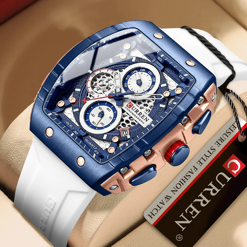 Curren Orologi Da Uomo Di Marca Superiore Orologio Da Polso Al Quarzo Quadrato Di Lusso Orologio Cronografo Luminoso Impermeabile Per Orologio Da Uomo
