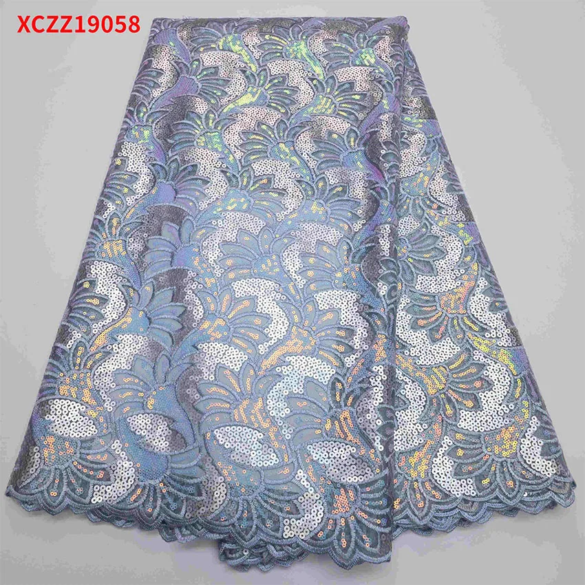 

African High Quality Beaded embroidery Eco-Friendly Clothes Fashion ​Nigerian Tulle Lace Fabrics Summer Clothes XCZZ19058