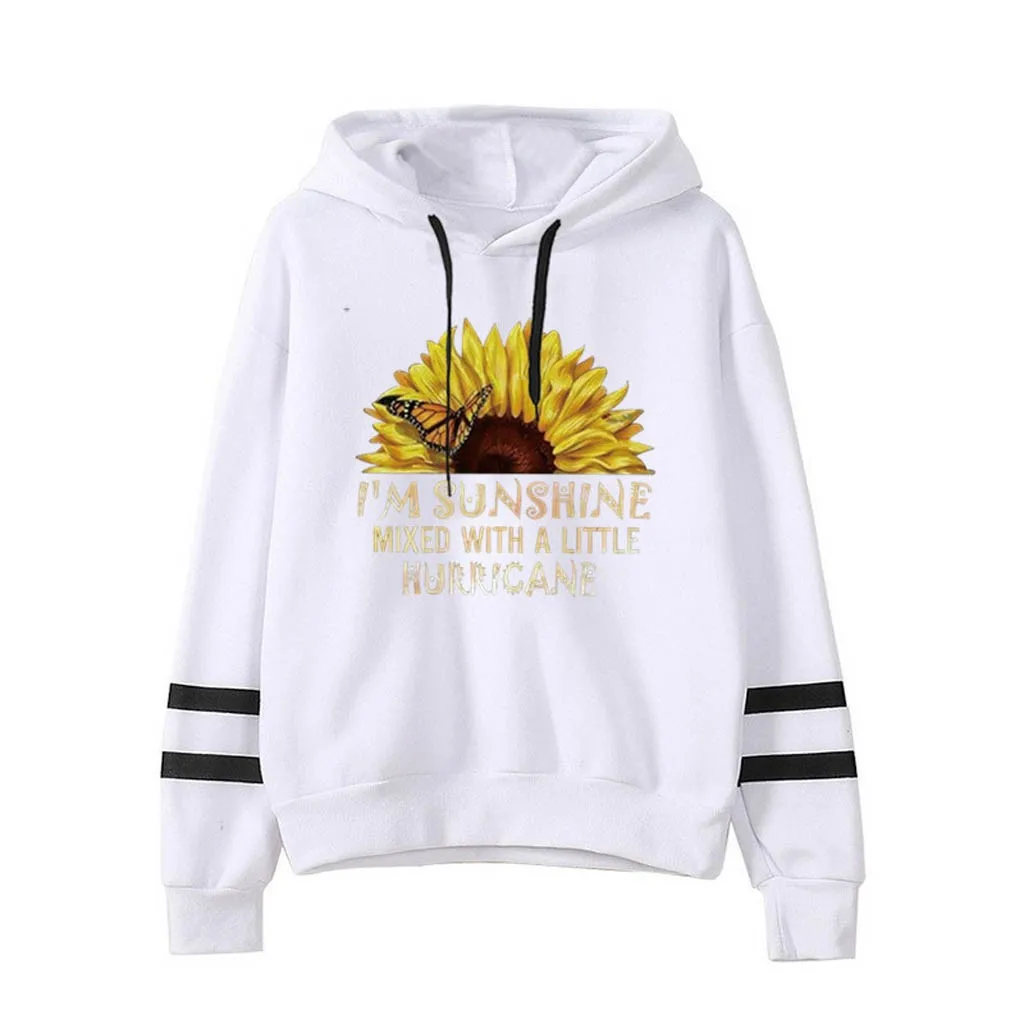 

Женский легкий Повседневный пуловер с длинным рукавом и принтом подсолнуха Топы с капюшоном шелковая блузка летние короткие женские