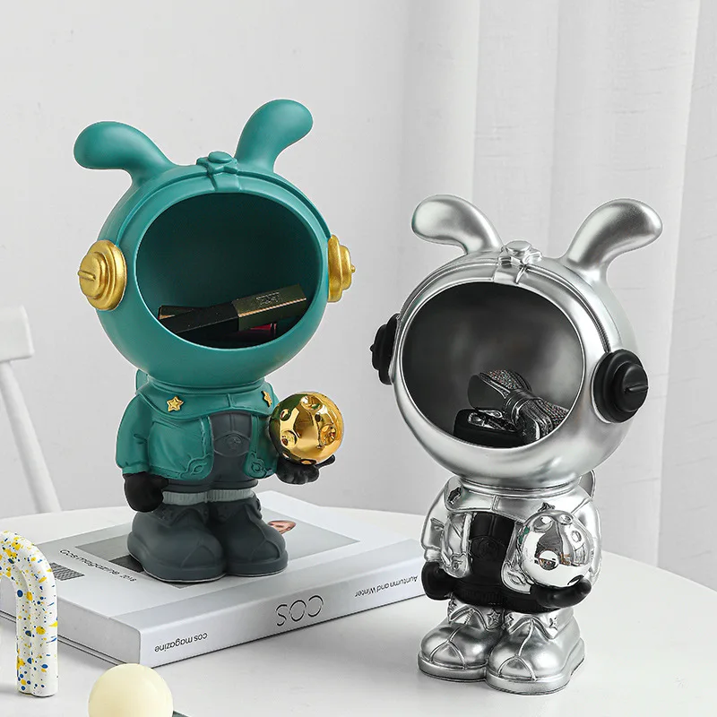 

Space Rabbit Statue for Decoration Large Entrance Key Storage Ornaments Living Room Desktop Office Desk Bedroom Decor Figurine