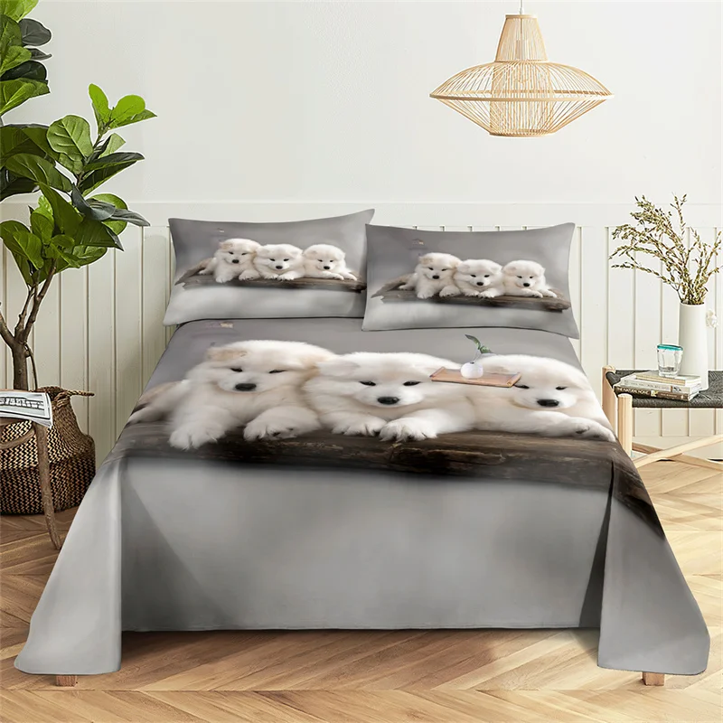 

Cute Animal Digital Printed Polyester Bed Sheet with Pillowcase Home Comfort Printed Bedding Set Bed Sheet Large Bed Sheet