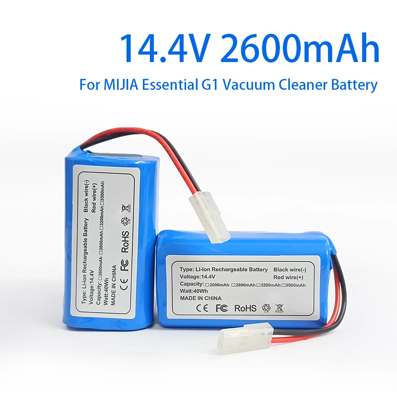 

18650 4S1P 14.4V 2600mAh Lithium Battery,For XIAOMI MIJIA G1 Robot Vacuum Mop Essential MJSTG1 14.4V Li-ion Battery Pack