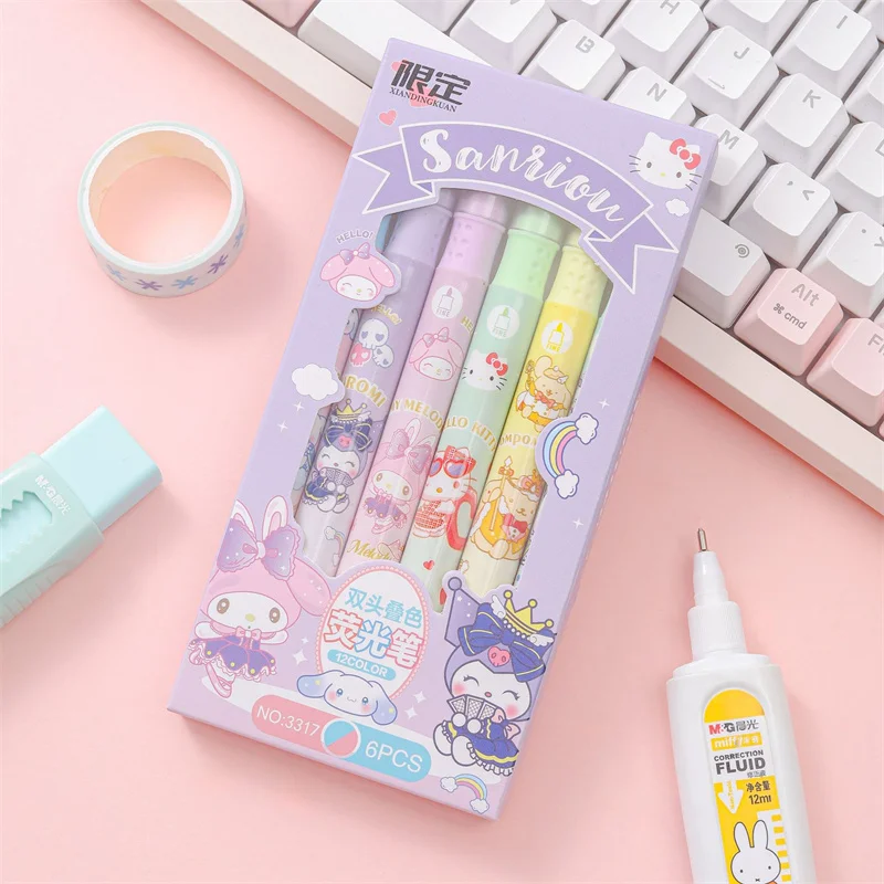 36 шт./партия флуоресцентные маркеры Sanrio Melody Cinnamoroll 6 цветов