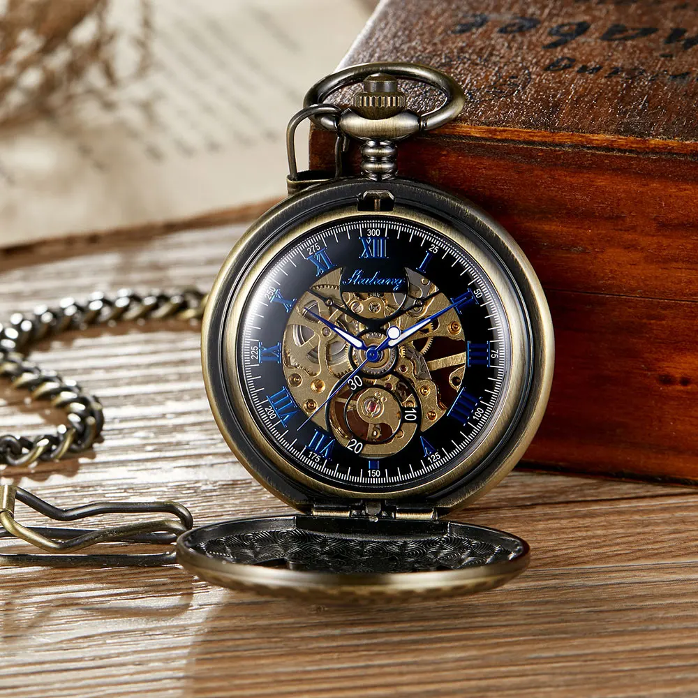 Vintage Mechanical Pocket Watch Supernatural Starry Sky Retro Pocket Clock Mens Women BronzeNecklace Pendant reloj de bolsillo