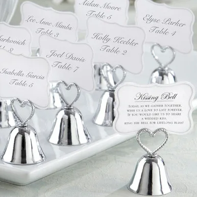 

Event And Party Wedding Decoration Favors Of Silver And Gold Heart Kissing Bell Place Card Holder For Seat Name Holder 10 Pcs