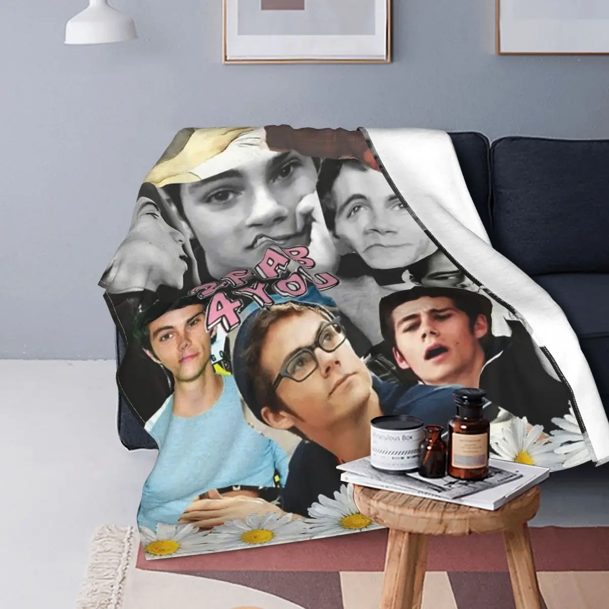 

Dylan O'Brien Teen-Wolf Blankets Flannel Spring/Autumn Plaid Multi-function Lightweight Throw Blankets for Home Couch Quilt