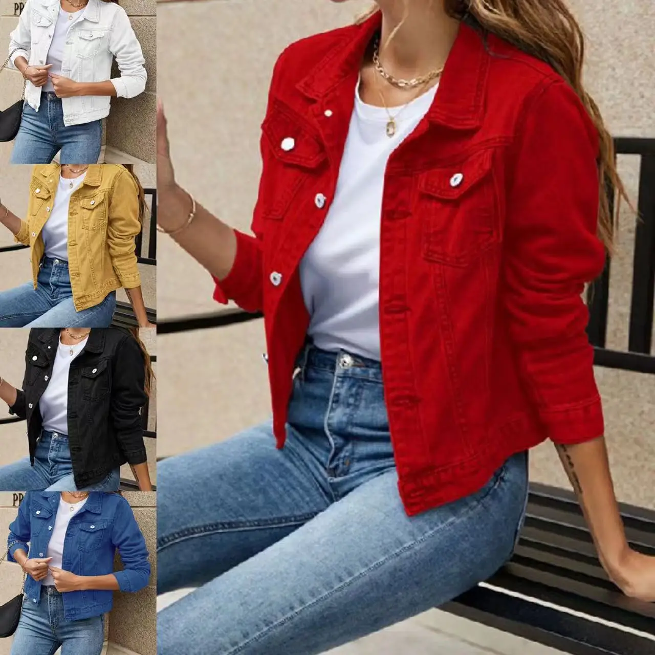 

Jackets for Women 2023 Autumn and Winter New Denim Jacket Long Sleeve Top Coat Women