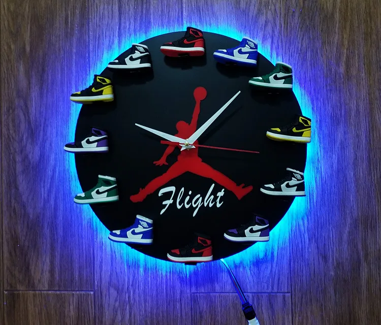 

12-дюймовые креативные кроссовки, часы, настенные часы, трехмерная модель обуви, разнообразие стилей, чтобы соответствовать