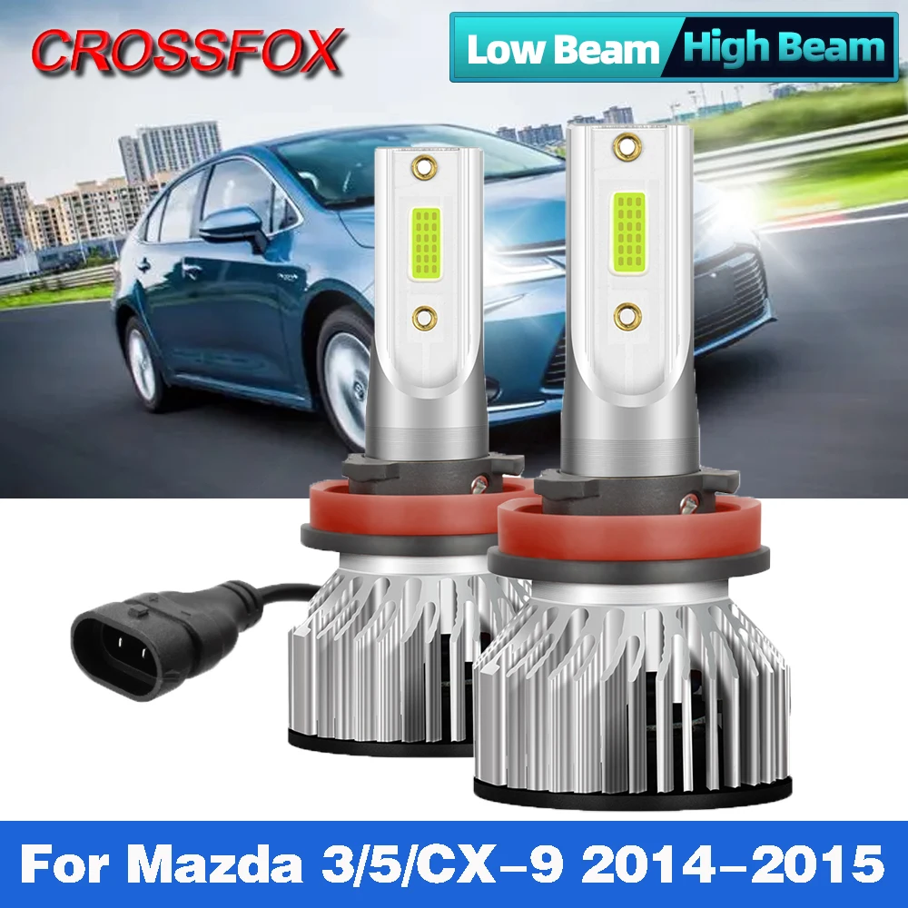 

2PCS LED 12000LM/PAIR Car Headlight Bulbs H11 Auto Headlamps 9005 HB3 Auto Lamps 6000K White For Mazda 3 5 CX-9 2014 2015
