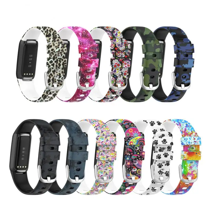 

Waterproof Watchband Replacement Strap Smart Watch Sport Strap Silicone Wristband For Fitbit Luxe Sweatproof Color Print