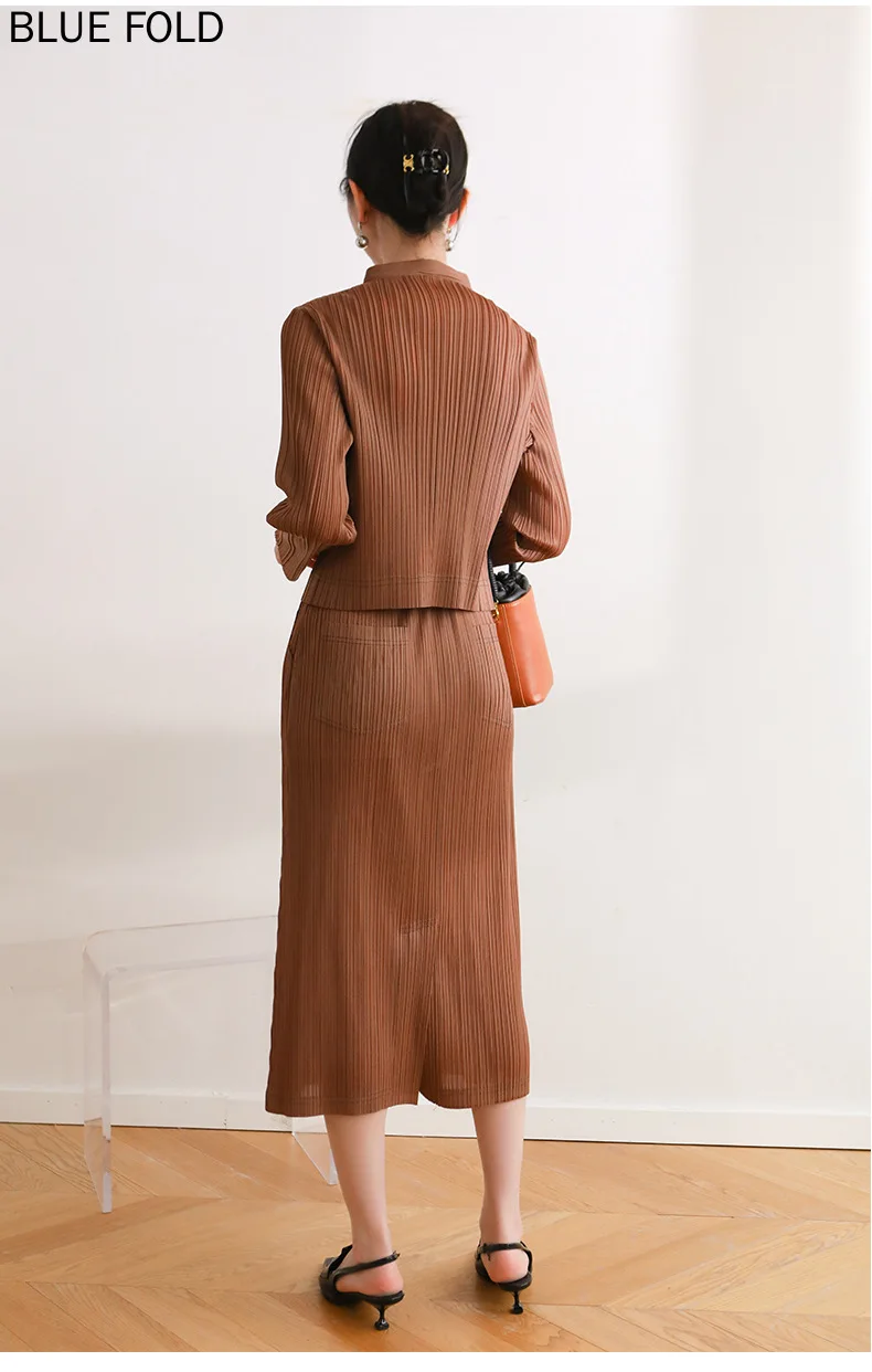 MIYAKE-комплект из рубашки с воротником-стойкой и джинсовой юбки корейский стиль