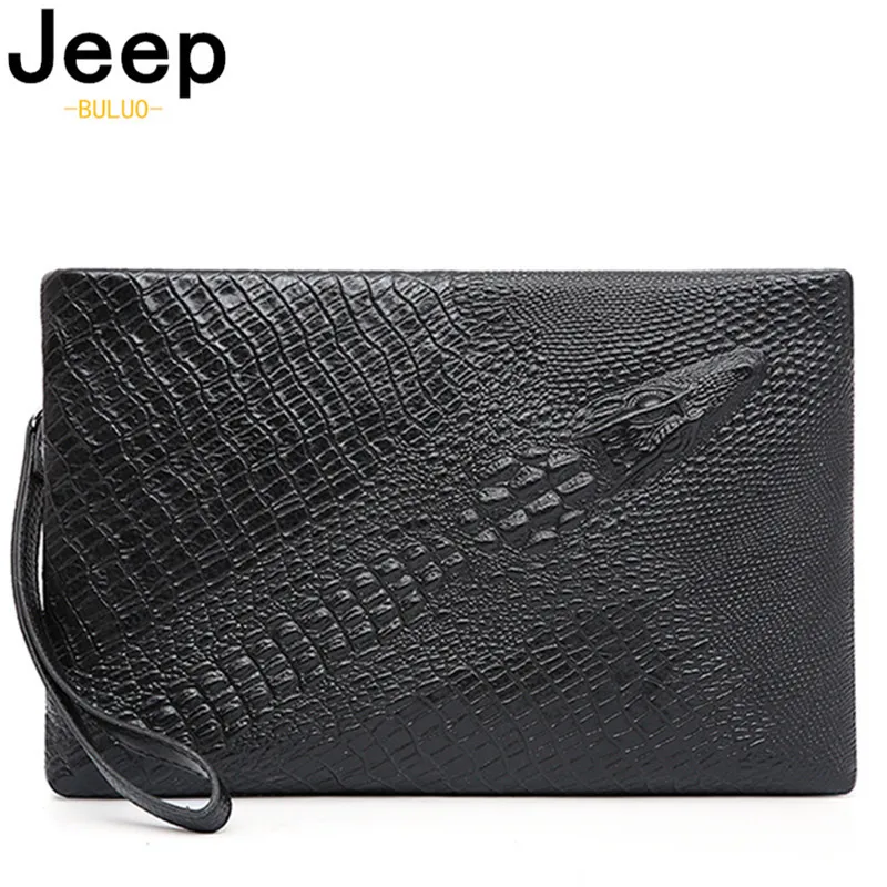 

JEEP BULUO Famous Brand Hard Mobile Wallet Leather Wallet Men's Hand Bag Business Envelope Large Capacity Zero Wallet