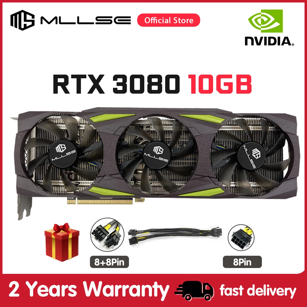 

Mllse RTX3080-10G-GAMING Graphics Card GDDR6X 320Bit 8Pin+8Pin 1440-1710MHz 19Gbps DirectX 12 video card rtx 3080 For Desktop PC