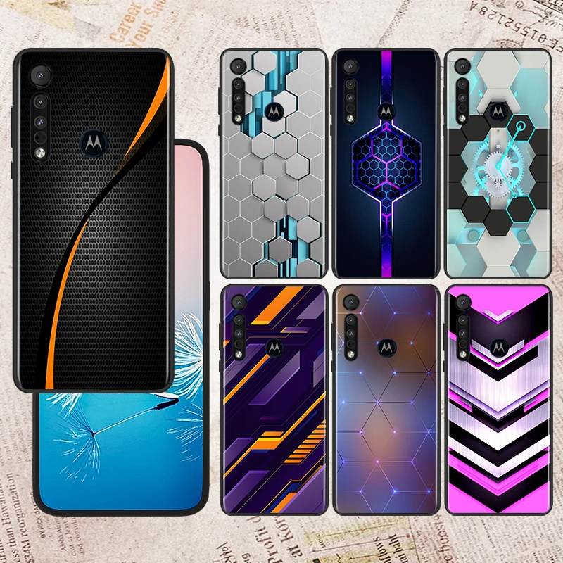 

Car Carbon Fibre line Phone Case For Motorola Moto G71 Edge G60 S 20 E20 E7i E6i E6S G9 G8 Plus G Power One Fusion Black