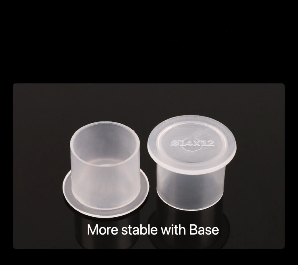 

500PCS Ink Cups 14mm Medium Disposable Tattoo Pigment Caps with Base Plastic for Tattooing Microblading Steady Clear Holder