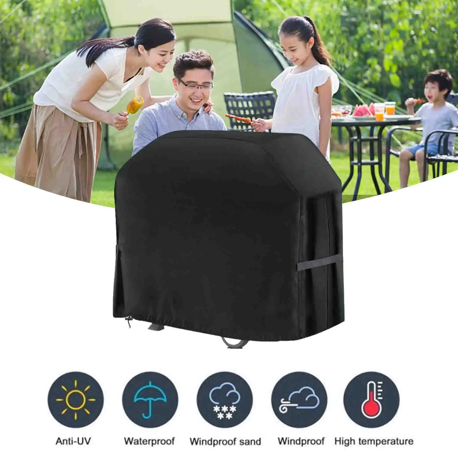 

Grill Cover Outdoor BBQ Cover Waterproof 420D Oxford Cloth Barbecue Covers BBQ Grill Cover With Storage Bag Tear-resistant