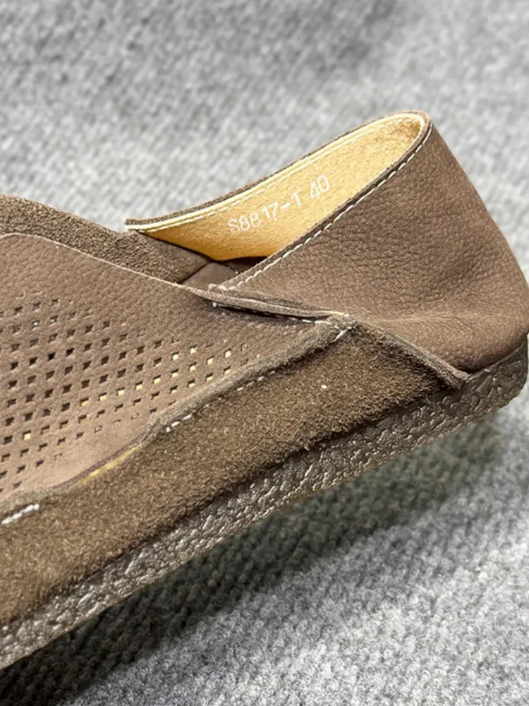 Туфли мужские дышащие с перфорацией мокасины из натуральной кожи без застежки