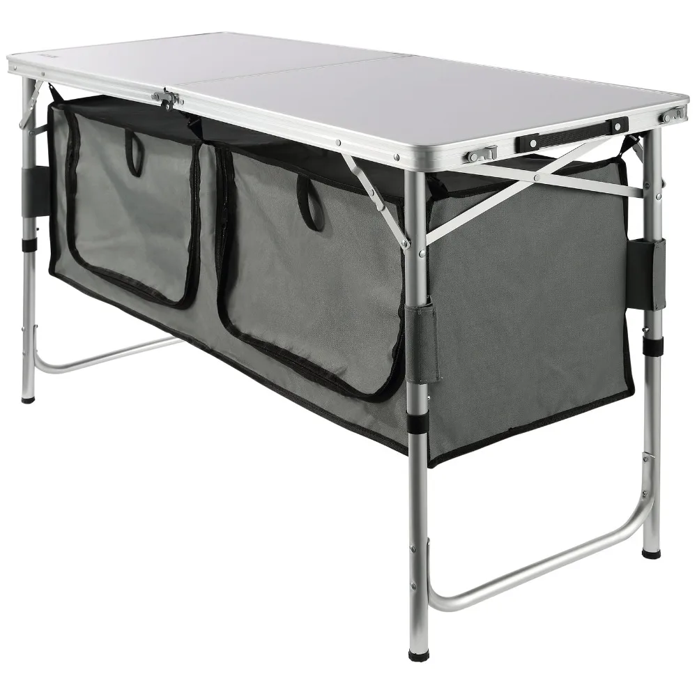 

Camping Kitchen Table Folding Portable Cook Station 3 Adjustable Heights Tables Furnishings Hiking Sports Entertainment