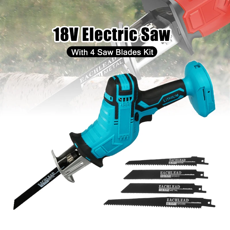 

18V 3000rpm/min Cordless Reciprocating Saw with 4 Blades Metal Wood Cutting Machine Electric Saw Tool for Makita 18V Battery