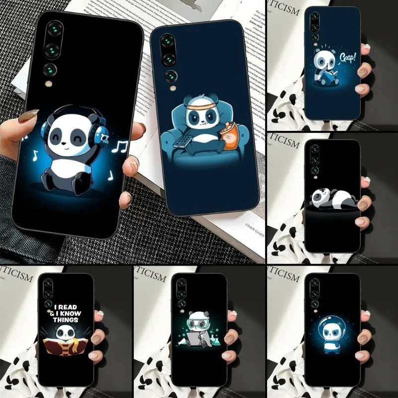 

Милый чехол с пандой для телефона Huawei P50 P40 P30 Pro Lite P Smart 2021 2019 Magic 3, мягкий черный чехол для телефона