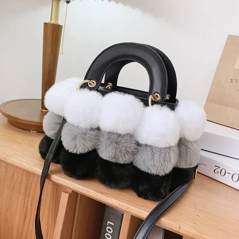 

Ladies Luxury Plush Bag High-Quality Texture Fashion Messenger Bag Female Trendy Chic Shoulder Bag Handbag