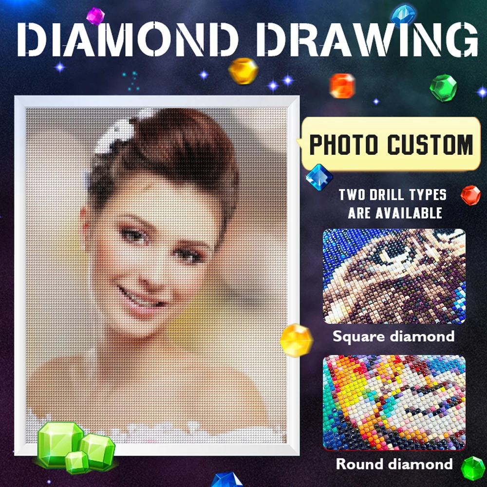 

Animal Photo Custom Diamond Painting Cat Dog Square/Round Diamond Embroidery Photo Custom Full Diamond Mosaic Home Decor Gift