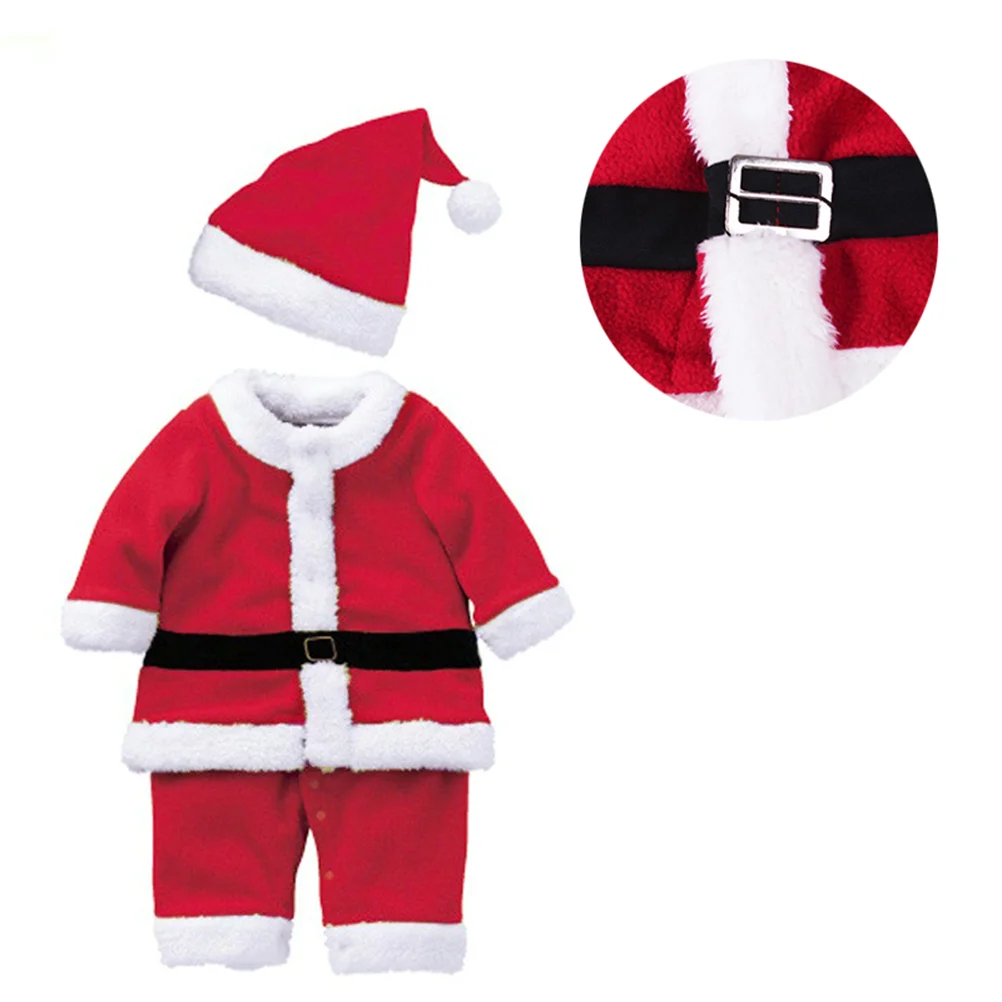 

1 Set 90cm Stature Kids Santa Claus Suit Xmas Party Cosplay Costume Hat and Clothes for Boy