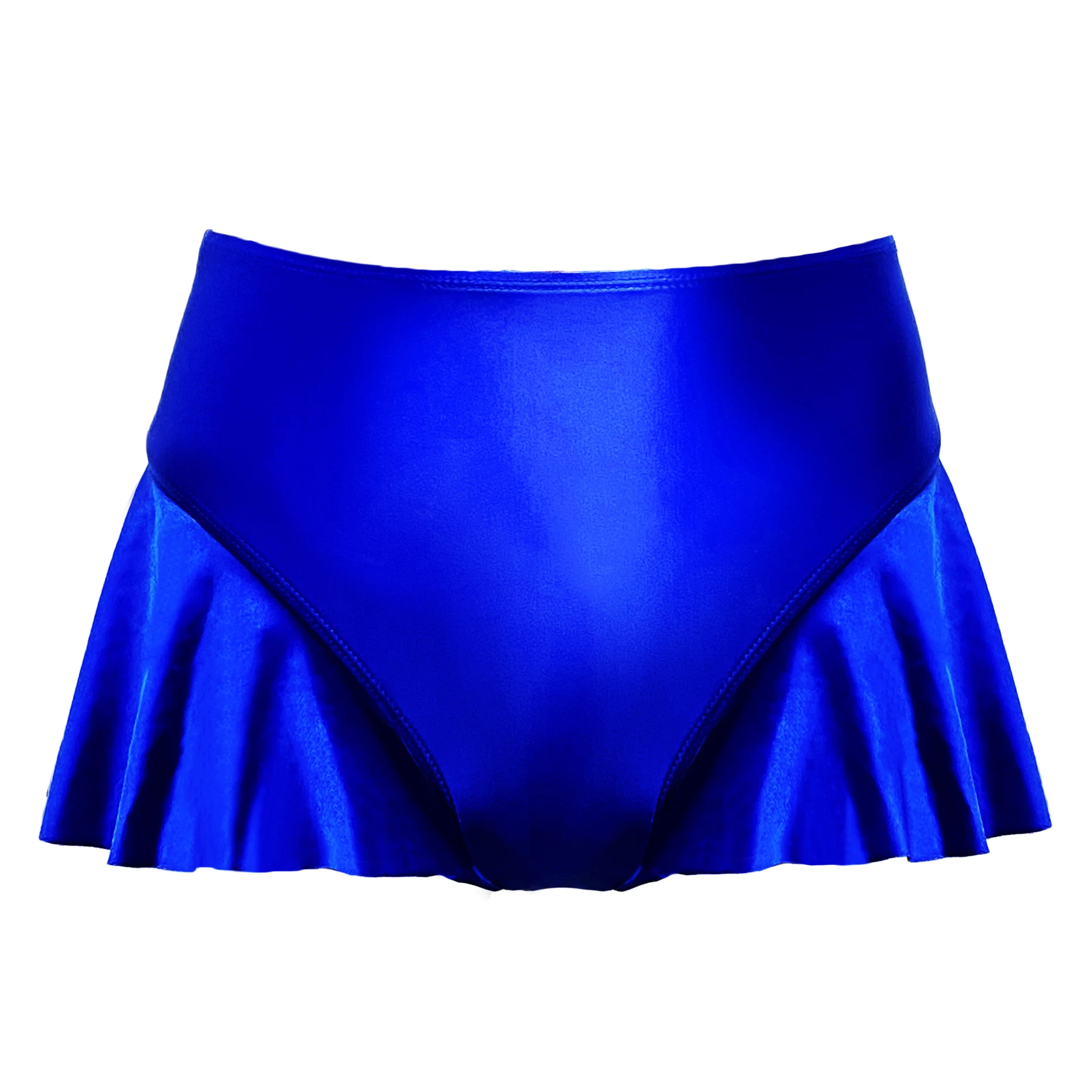 XCKNY Satin oily thong smooth silky bikini T-shaped umbrella skirt sexy beach bikini skirt RUFFLE CROSSOVER skirt T-back